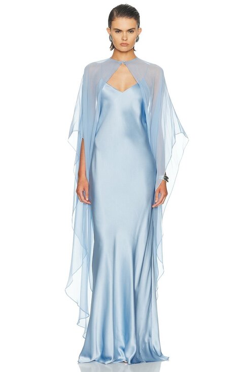 The Sei Dresses & Skirts - The Sei Bias Slip Dress And Cape in Icy Blue silk maxi gown